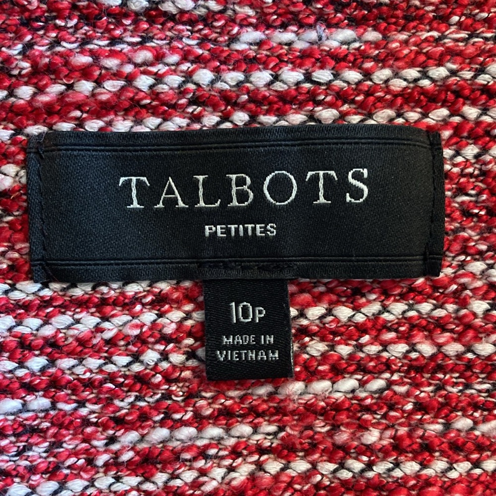 Talbots red black and white sweater jacket. - Picture 4 of 5